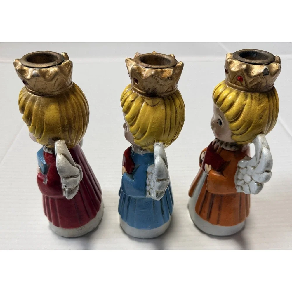 HOMCO - Vintage Christmas Angel Choir Candle Holders -‎ Set of 3